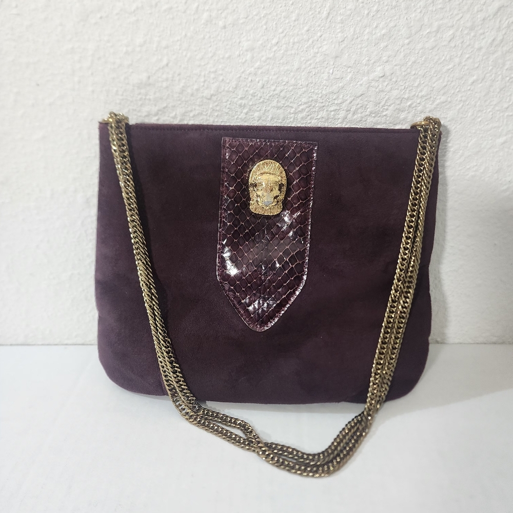 Ruth Saltz Women Vintage 70s Burgundy Suede Chain Shoulder Bag Purse